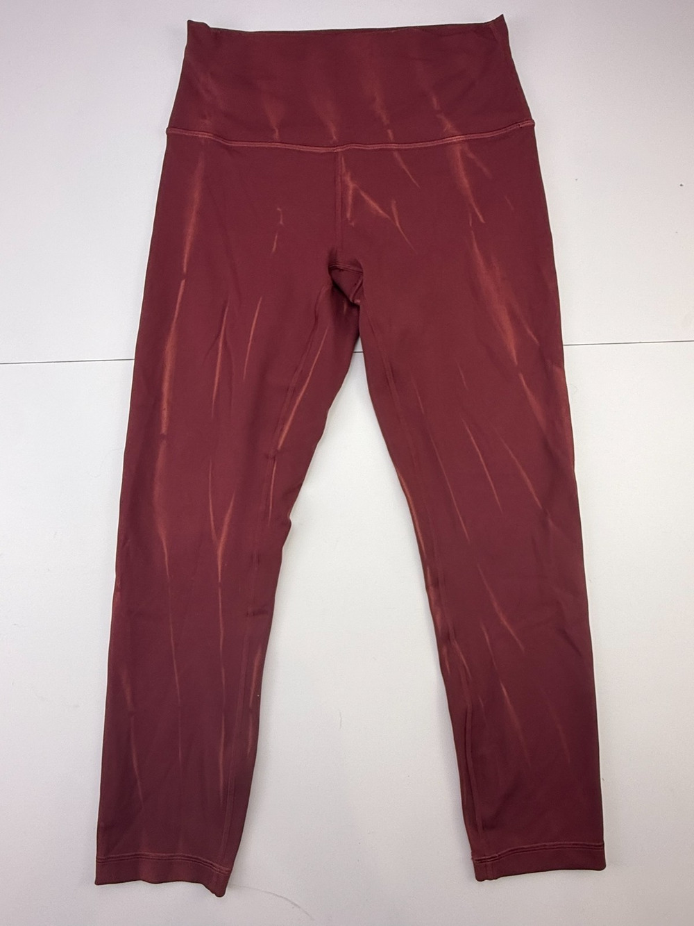 Lululemon Womens 6 Burgundy Washed High Rise Leggings 24" Yoga Pants W5DEKS